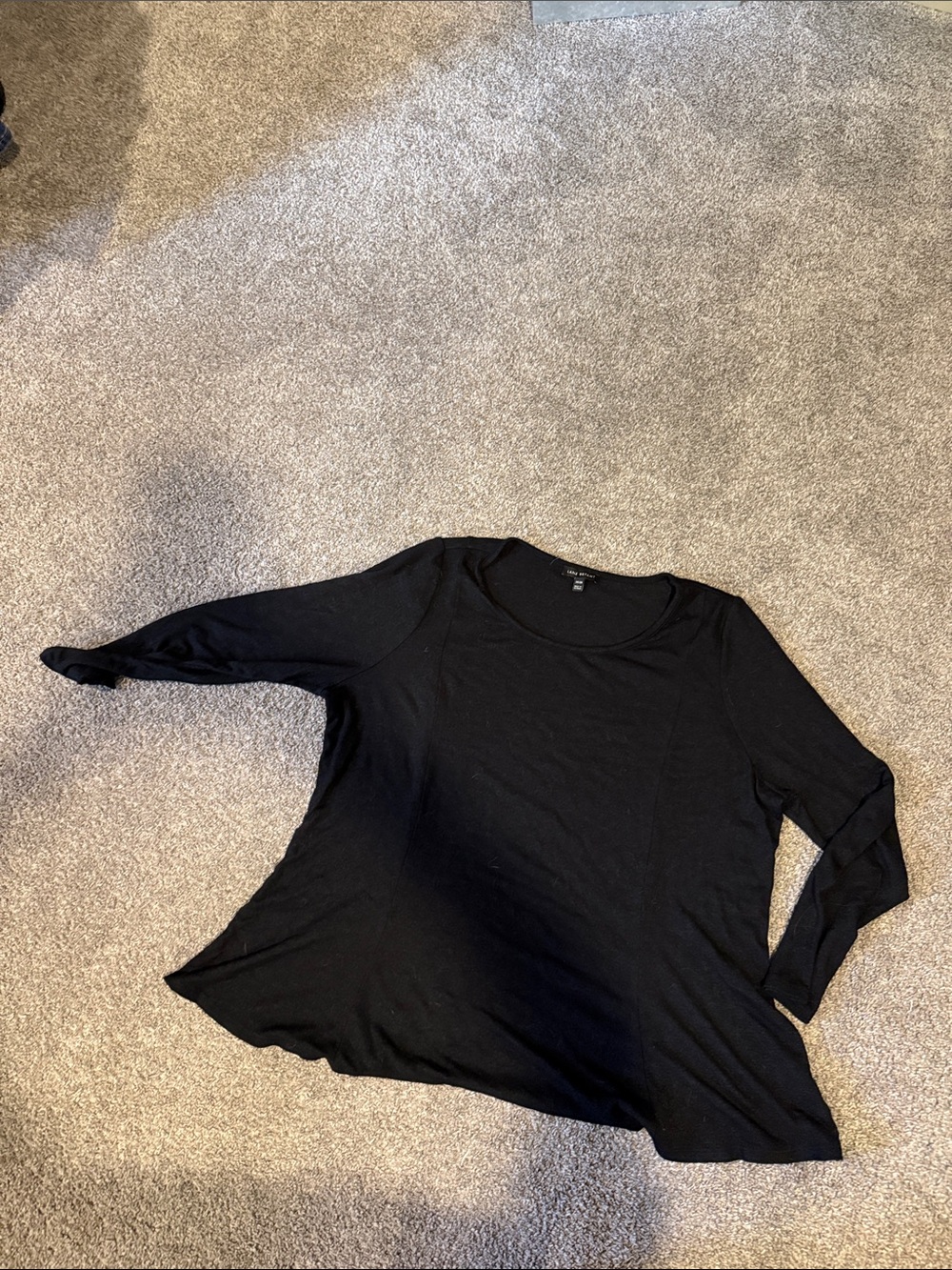 Lane Bryant Black Long Sleeve Scoop Neck Top
